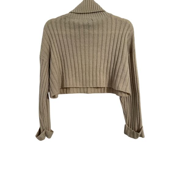 Forever 21 Women's Small Turtle Neck Cropped Sweater 90's Y2K Fall Neutral - Picture 2 of 9